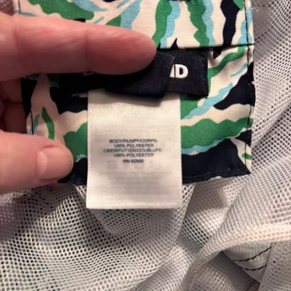 Lands' End Swim Trunks Mens Size‎ XL 40-42 Navy & Green Palm Leaves